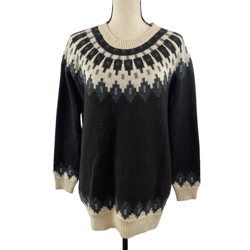 URBAN OUTFITTERS BDG OVERSIZED FAIR ISLE NORDIC WOOL BLEND KNIT SWEATER SMALL